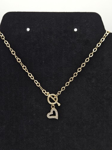 9ct gold bar cz heart - t-bar, &