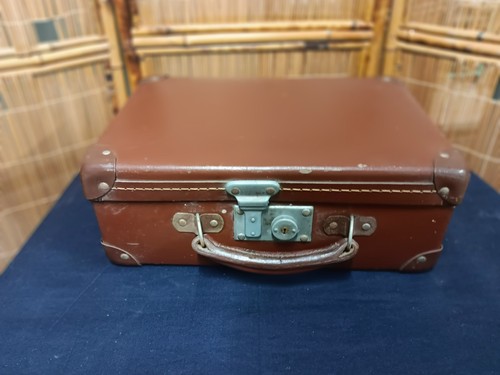 Small vintage brown suitcase - vintage,