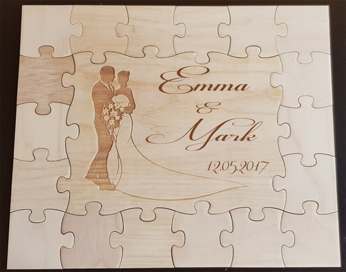 Wooden jigsaw wedding - wedding, guest