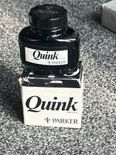 GENUINE PARKER QUINK FOUNTAIN INK BOTTLE  POT 30ml - BLACK   Used A Little Ink