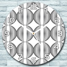 Glass Wall Clock Round Minimalistic circles retro funky geometric fabric Home