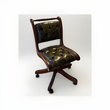 Leather Chesterfield Buttoned Captain’s Swivel Chair. Excellent Used Condition