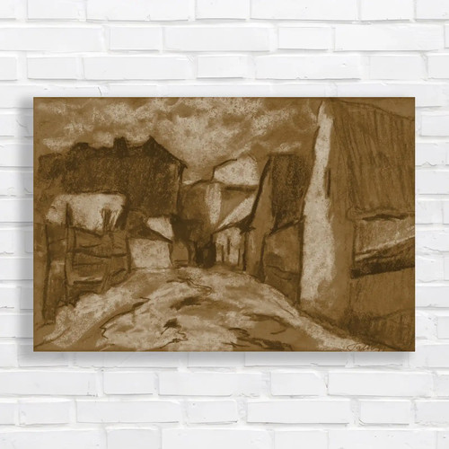 Pastel landscape sepia canvas - pastel,