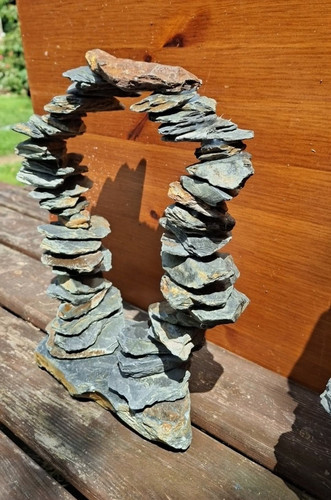 Stacked stone slate arch - stone,