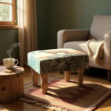 Sheep Printed Linen Footstool