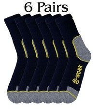 6 Pairs Mens Black Thermal Socks, Thick Warm Work Boot Industrial Wear Size 9-11
