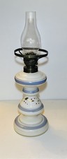 Vintage Brass & Milk Glass Oil Lamp with Hand Painted Design Aladdin Lamp Style