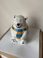 Vintage McVitie's Iced Gems Ceramic Polar Bear Scarf Cookie/Biscuit Jar Good