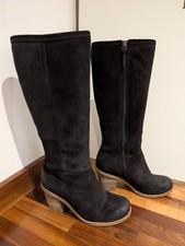 Clarks black suede knee length boots size uk 5.5 D eu 38.5