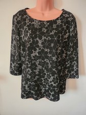 Ladies Betty Barclay 3/4 Sleeve Black And White Top Size 16 - Workwear Smart