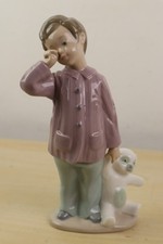 VTG Nao Lladro 1139 Sleepy Head - Boy with Teddy Bear Near Mint