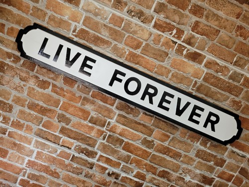 Live forever sign oasis - forever, wooden