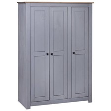 Tidyard 3-Door Wardrobe Grey 118x50x171.5  Pine Panama M6Z9