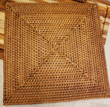 Vintage Set Of 4 Woven Rattan