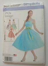 Uncut  1950s Vintage Reprint Dress & Belt Sewing Pattern 6-14 Simplicity 1194