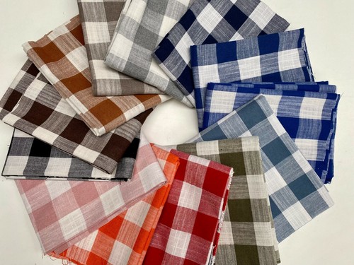 Gingham linen checked cotton - linen,