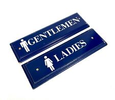 Vintage Salvaged Wooden Ladies and Gentlemen Toilet Door Sign / Antique / Blue