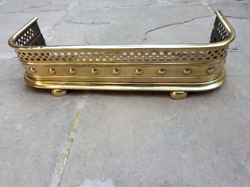 Victorian brass fire fender - victorian,