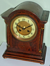 French inlaid clock with pillars converted to quartz movement