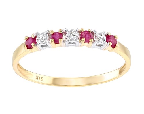 9ct yellow gold ruby - 9ct, diamond