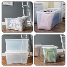 Large Crystal Clear Plastic Storage Boxes with Lids Stackable Containers -UK