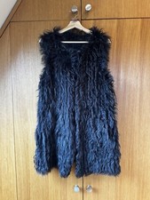 Zara womens Grey knitted Sheepskin fur Gilet  - size M