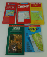 Vintage World Maps 5 Foldout India Europe Egypt Turkey Caribbean Decoupage