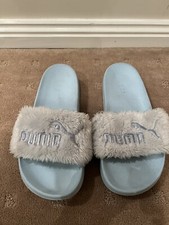 PUMA FAUX FUR SLIDES BLUE