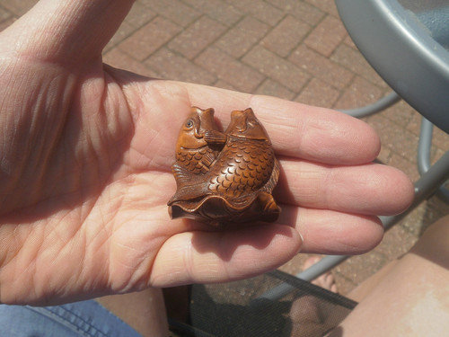 Hand carved wood netsuke 2 - hand,