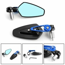 1 Pair Motorcycle 7/8" 22mm Rear View Handle Bar End Side Rearview Mirrors BLU.