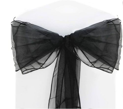 Black organza chair sashes - 10,