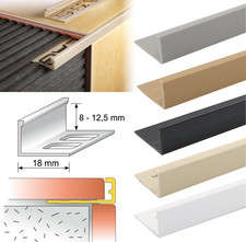 PVC Straight Edge L shaped Tile Trim 8 ,10 , 12mm Depth VARIOUS COLOURS 2.5m