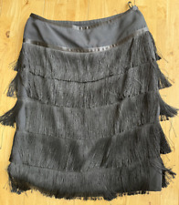 Black Karen Millen Tuxedo style Fringe Tassel Flapper Gatsby Charleston Skirt 12