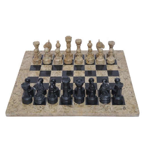 Marble chess set - set, coral