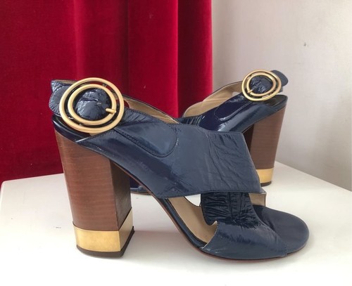 Women chloe heels blue leather - women,