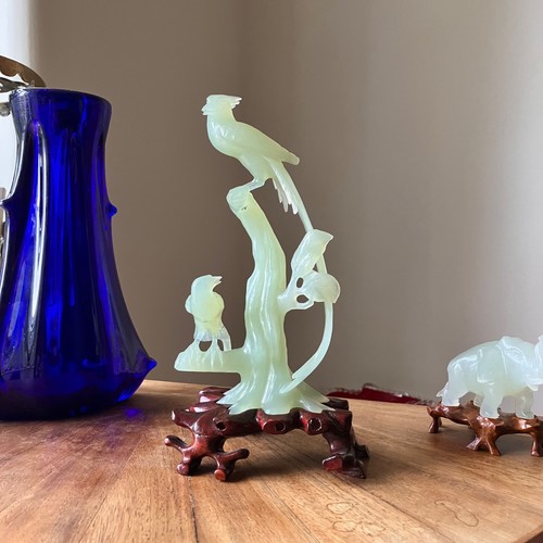Vintage jade sculpture - vintage, two