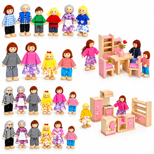 Wooden family dolls house - wooden,