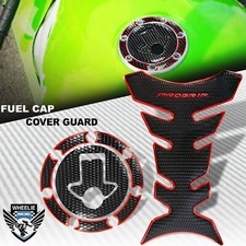 CHROME RED&BLACK PRO GRIP FUEL TANK PAD+GAS CAP COVER NINJA 500/ZX-6R/7R/9R-11R