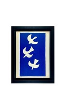 Georges BRAQUE Oiseaux sur fond bleu Mourlot Paris 1955