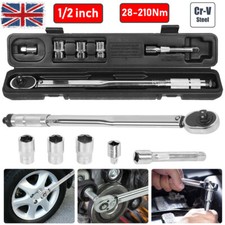 7pcs 1/2 Inch Ratcheting Torque Wrench 28 - 210Nm With 17 19 21mm Drive Socket