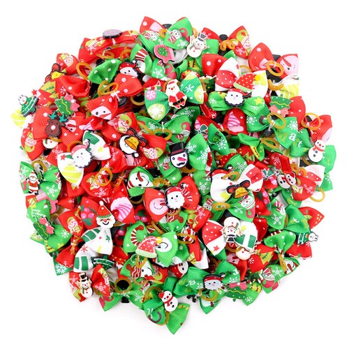 50pcs christmas dog hair bows - 50pcs,