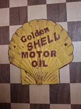 Golden Shell Motor Oil Sign Plaque Petrol Station Garage Car Cast Iron 7"