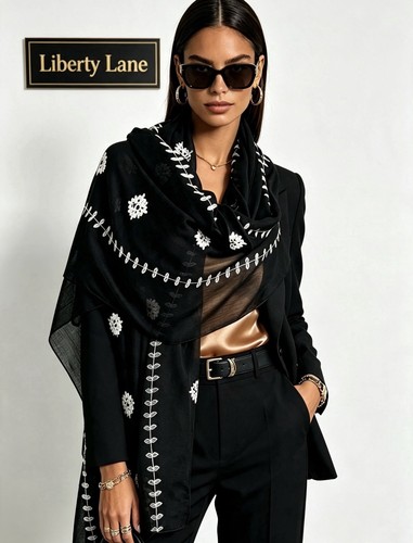 Ladies scarf shawl black - ladies,