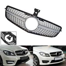 For Mercedes C Class W204 S204 Chrome Silver Diamond Grill Front Radiator Grille