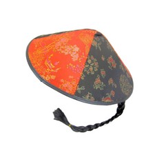 CHINESE ROUND ORIENTAL MERCHANT COOLIE FANCY DRESS HAT