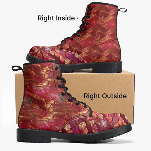 Red vegan leather boots - red,