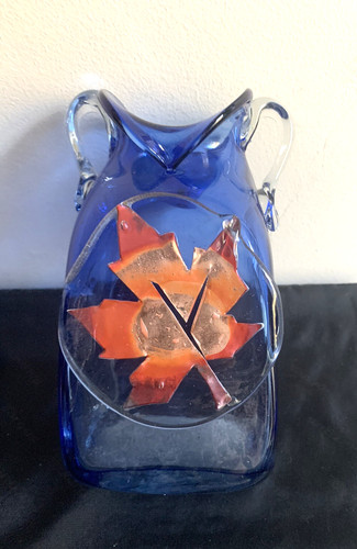 Hand blown blue art - blue, glass