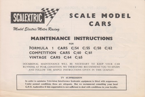 Scalextric 1962 ins - ins-051, c54