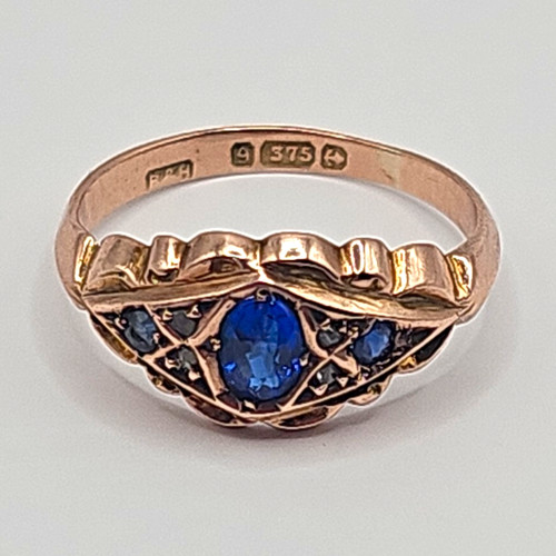 Vtg 9ct rose gold - vtg, blue