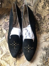Vintage black suede cone heel